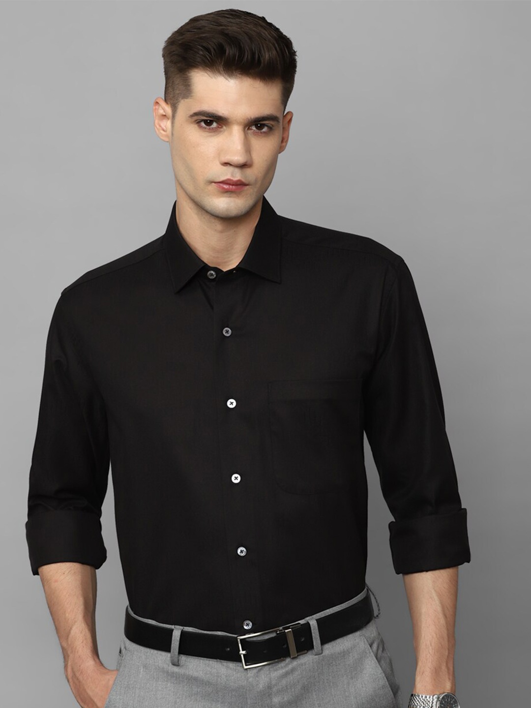 

Luxure by Louis Philippe Pure Cotton Formal Shirt, Black