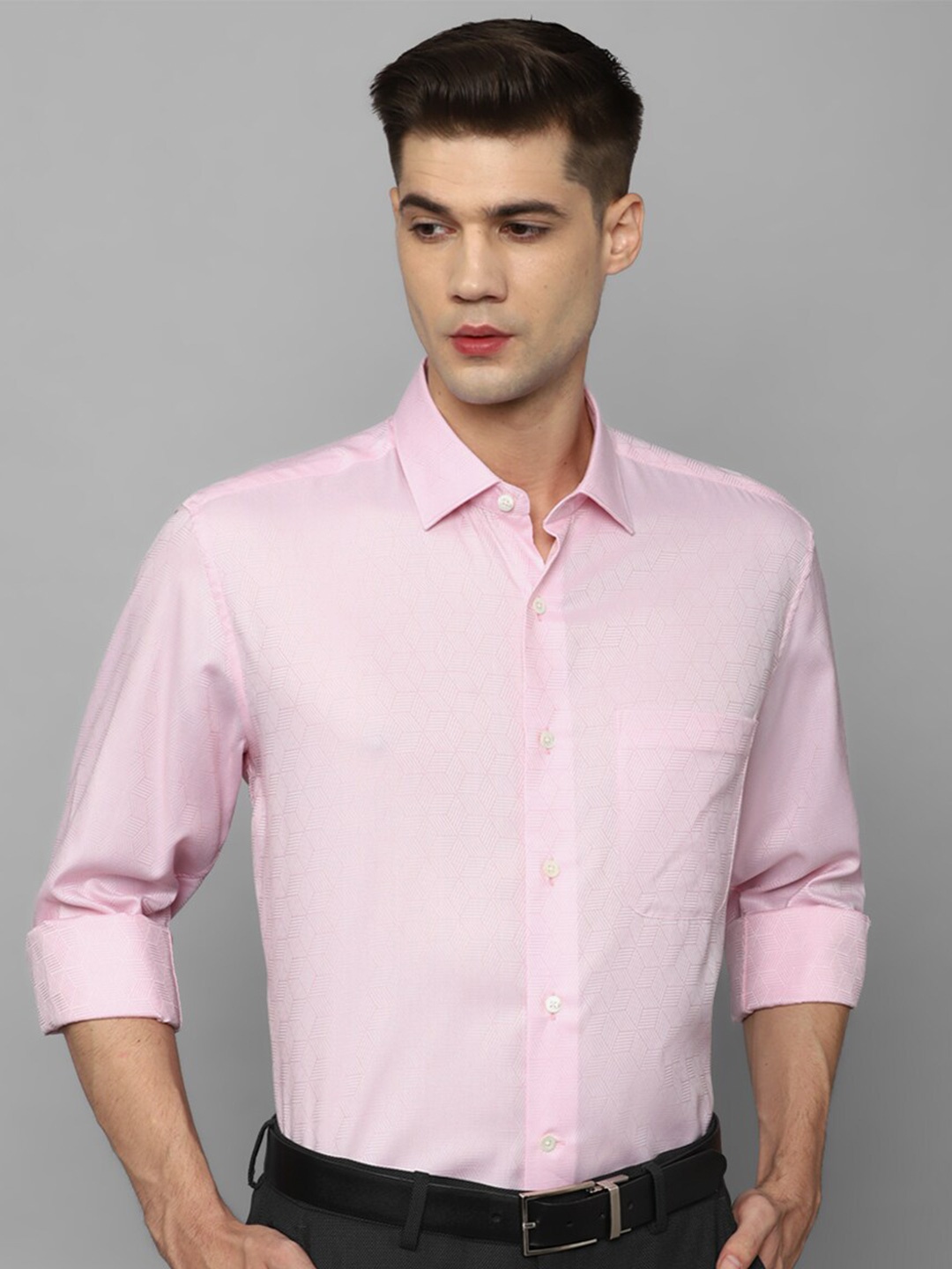 

Luxure by Louis Philippe Textured Pure Cotton Formal Shirt, Pink