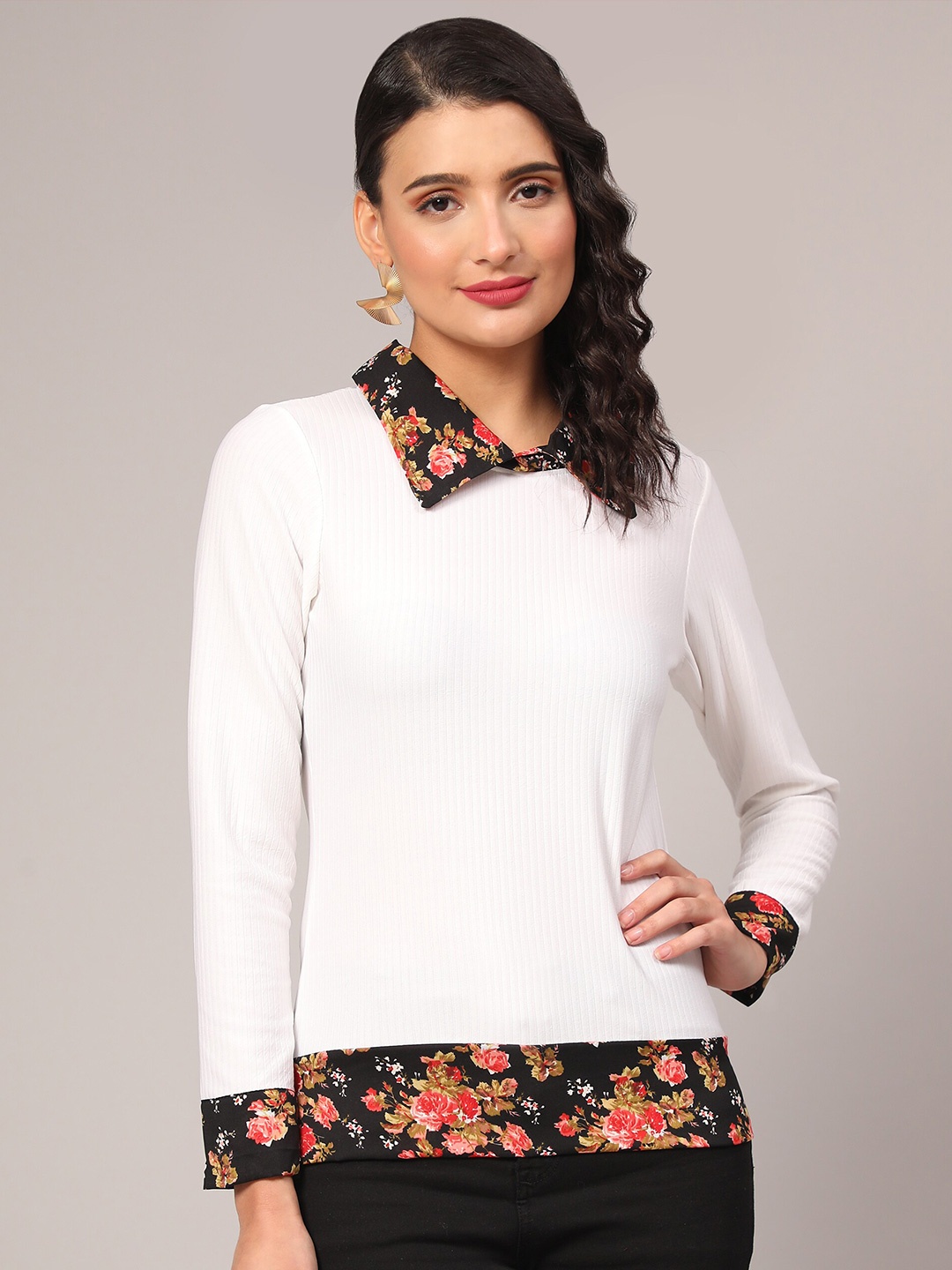 

BAESD Shirt Collar Cotton Shirt Style Top, White