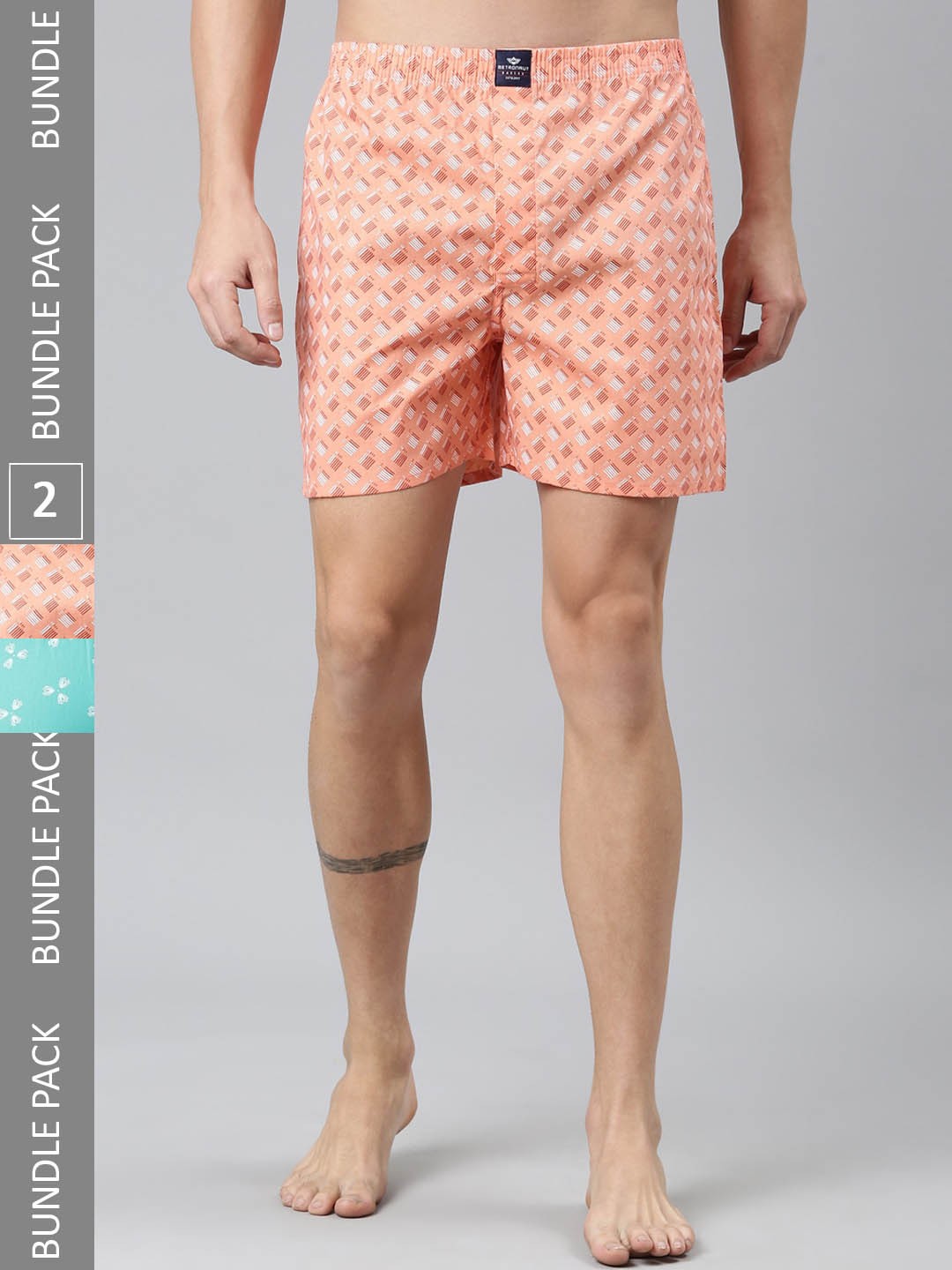 

Metronaut Pack of 2 Printed Pure Cotton Boxers MB2P037, Orange