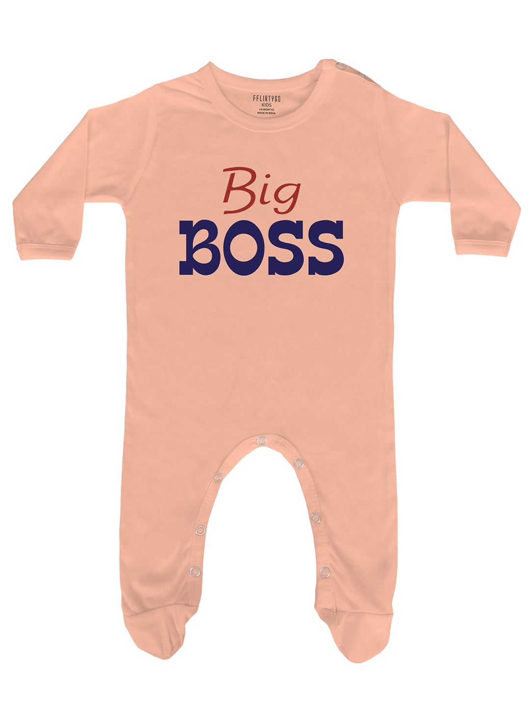 

FFLIRTYGO Infant Kids Typography Printed Cotton Rakhi Special Sleepsuit, Peach