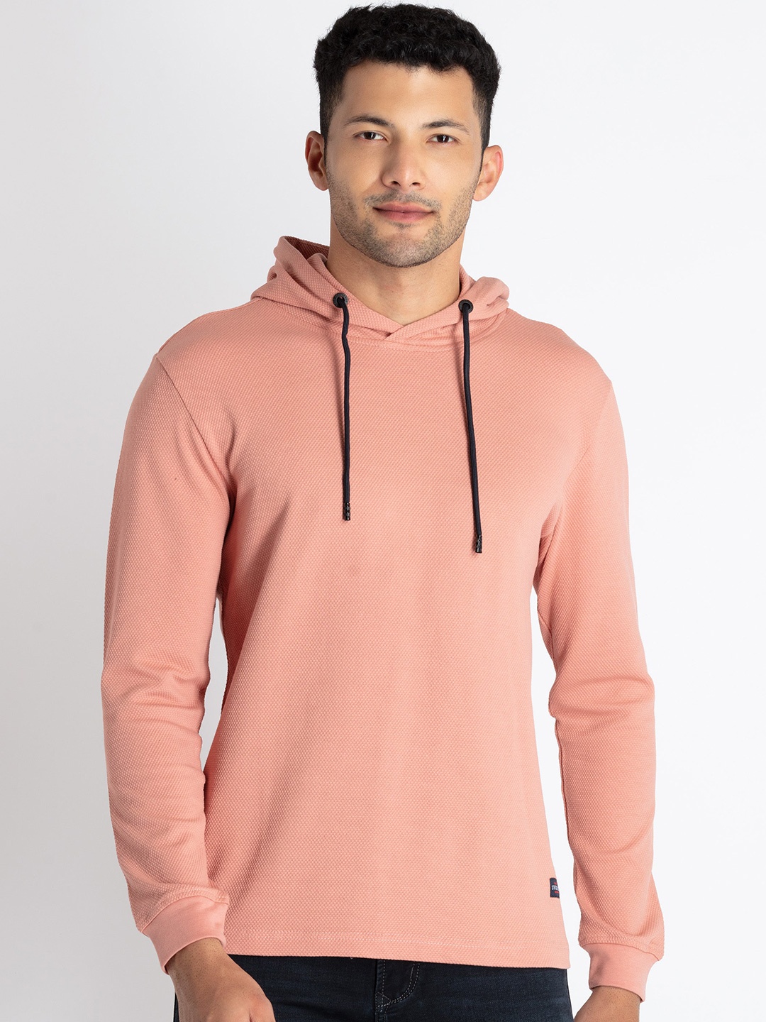 Status Quo Hooded Cotton Sweatshirt, Coral