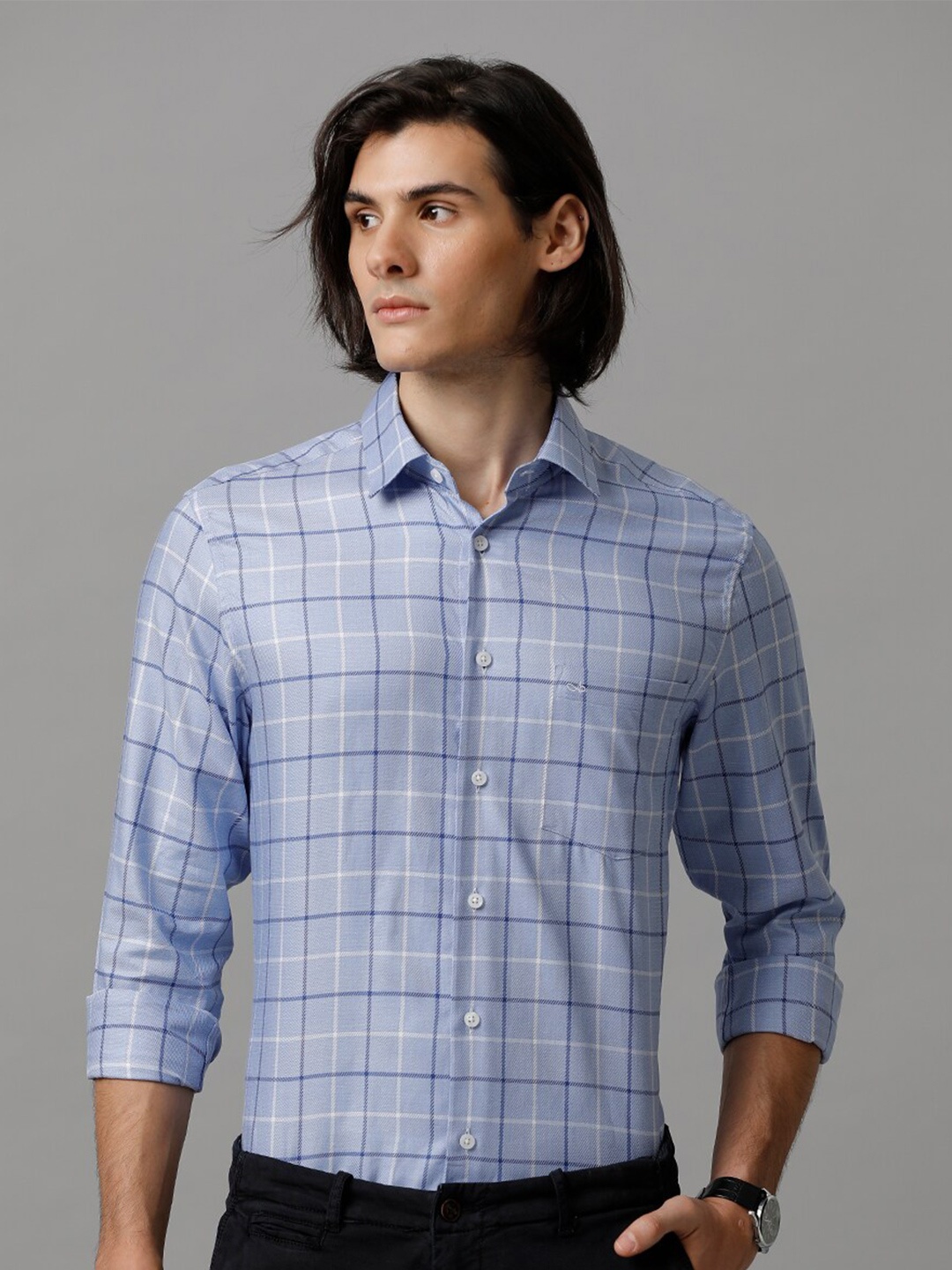 

Aldeno Comfort Tartan Checked Pure Cotton Casual Shirt, Blue