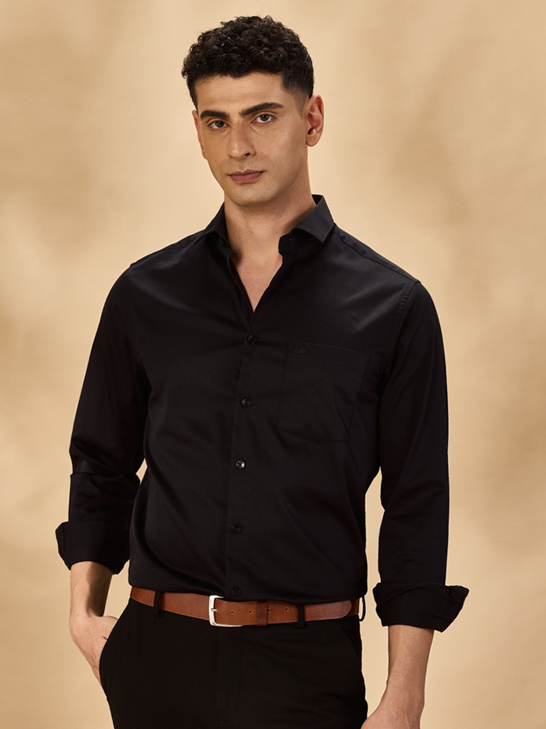 

Aldeno Comfort Opaque Satin Formal Shirt, Black