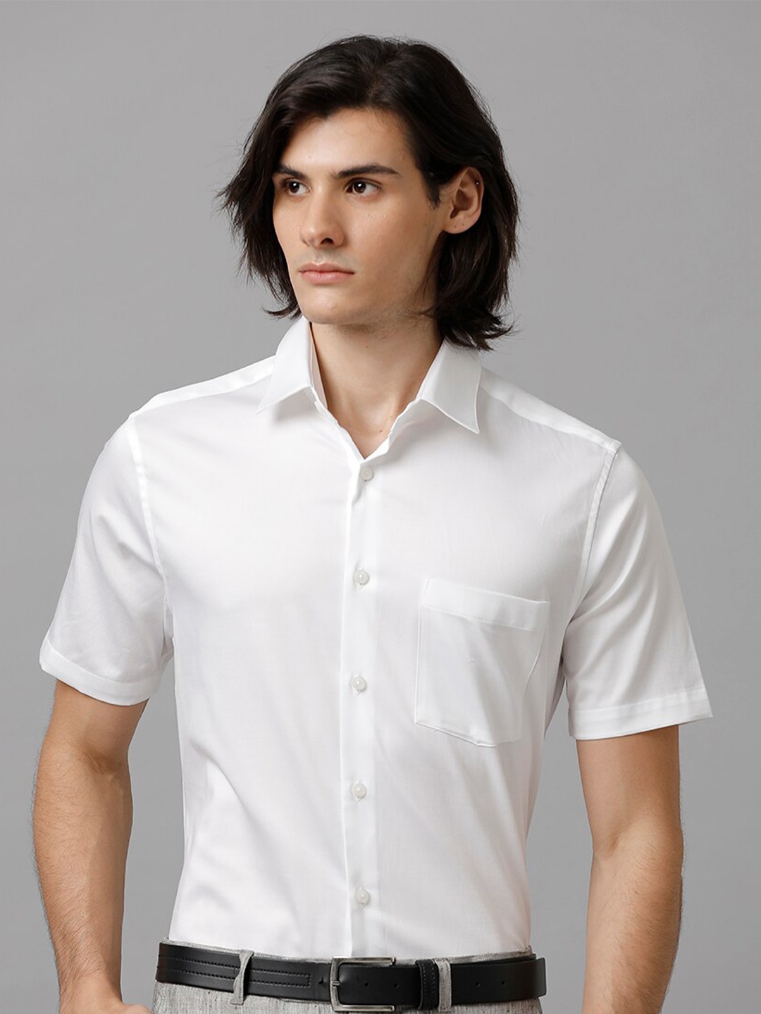 

Aldeno India Slim Spread Collar Formal Shirt, White