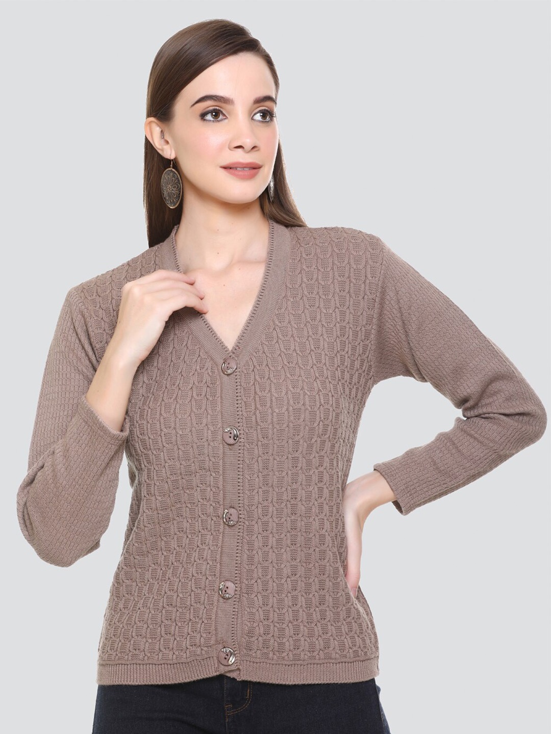 

GOSHA & MAU Cable Knit Acrylic Cardigan, Grey
