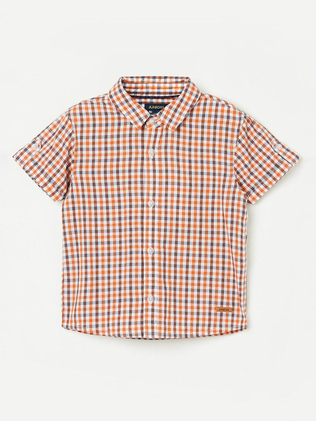 

Juniors by Lifestyle Boys Gingham Checks Opaque Pure Cotton Casual Shirt, Navy blue