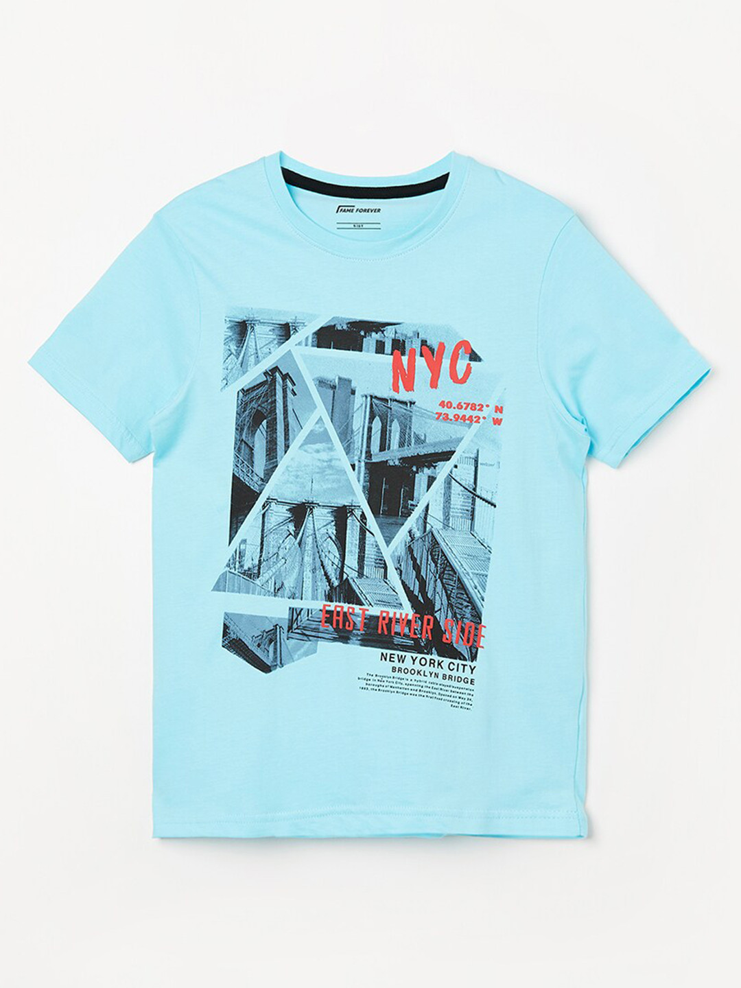 

Fame Forever by Lifestyle Boys Graphic Printed Pure Cotton T-shirt, Blue