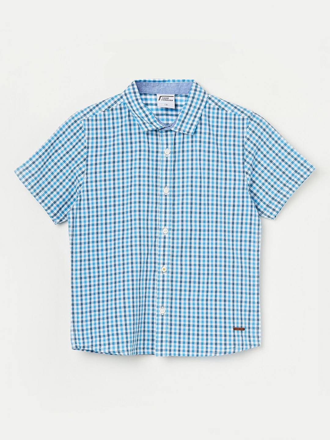 

Fame Forever by Lifestyle Boys Gingham Checked Pure Cotton Casual Shirt, Blue