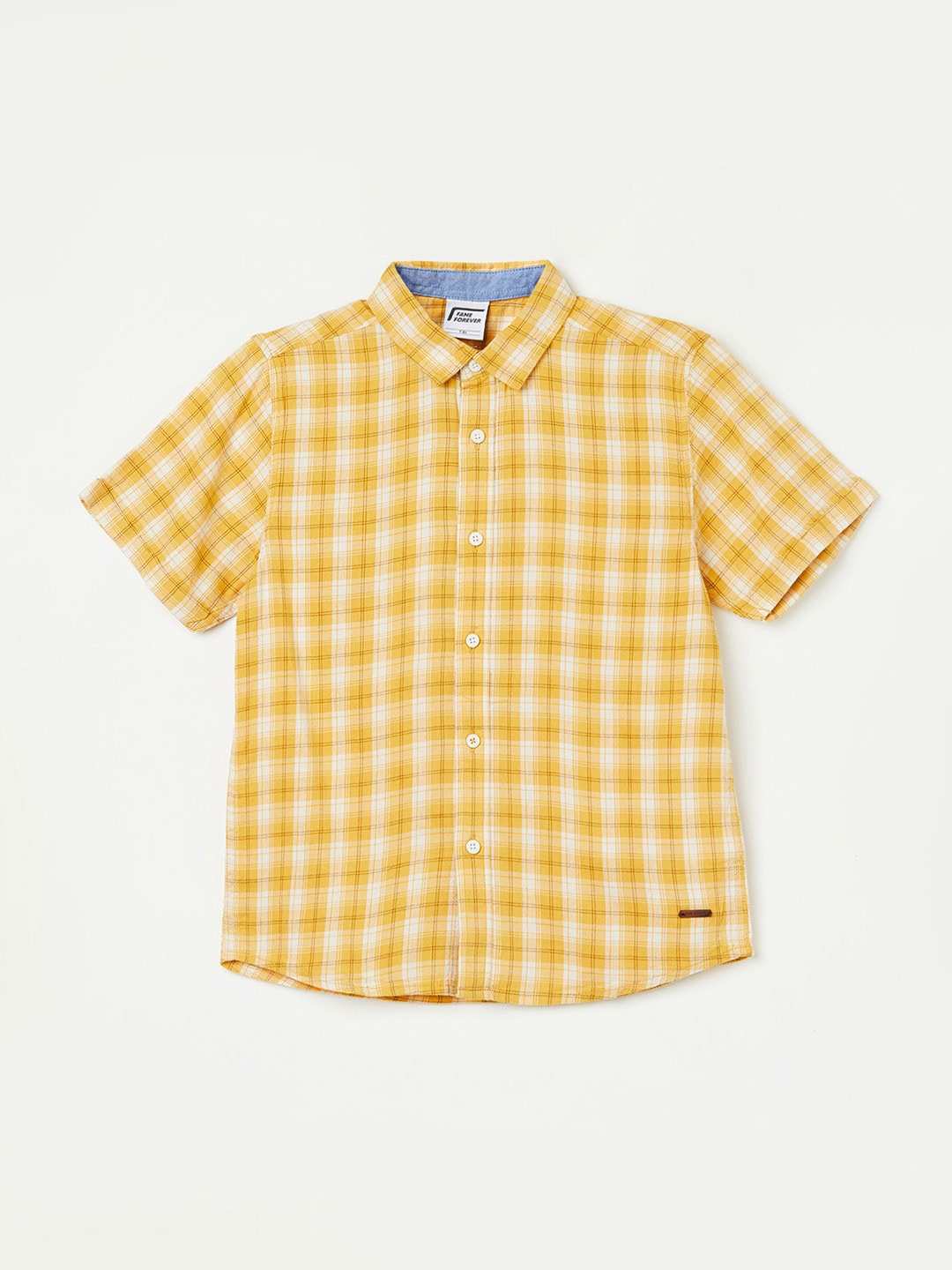 

Fame Forever by Lifestyle Boys Gingham Checked Pure Cotton Casual Shirt, Yellow