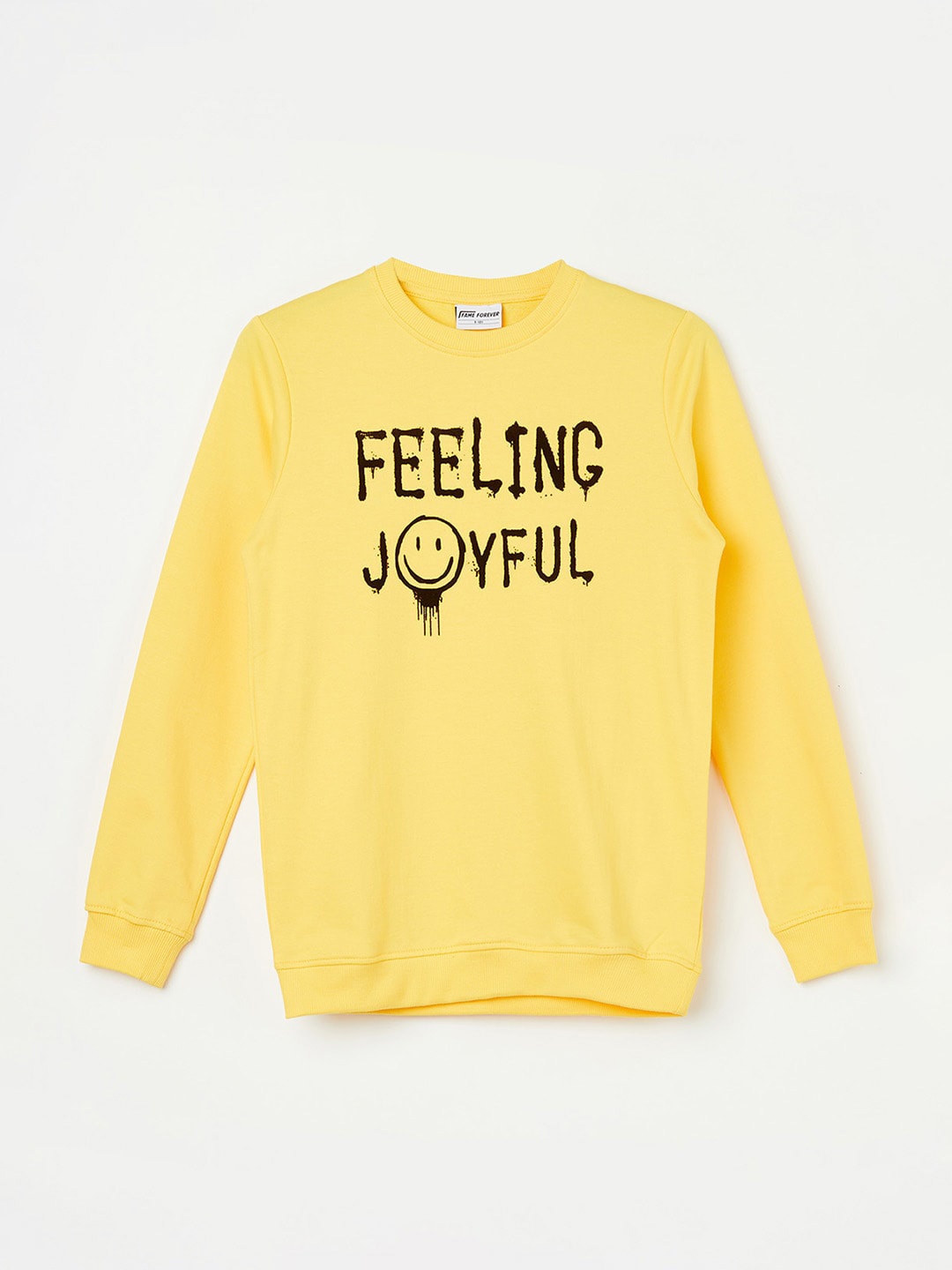 

Fame Forever by Lifestyle Boys Typography Printed Pure Cotton Sweatshirt, Yellow