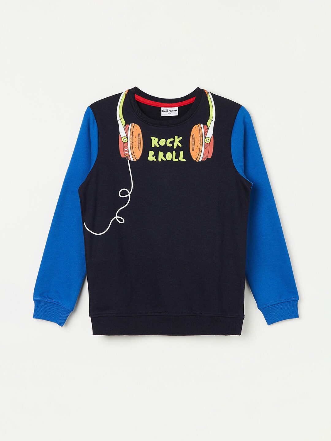 

Fame Forever by Lifestyle Boys Graphic Printed Pure Cotton Sweatshirt, Navy blue