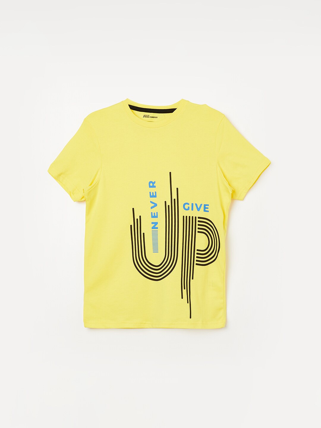 

Fame Forever by Lifestyle Boys Graphic Printed Pure Cotton T-shirt, Yellow