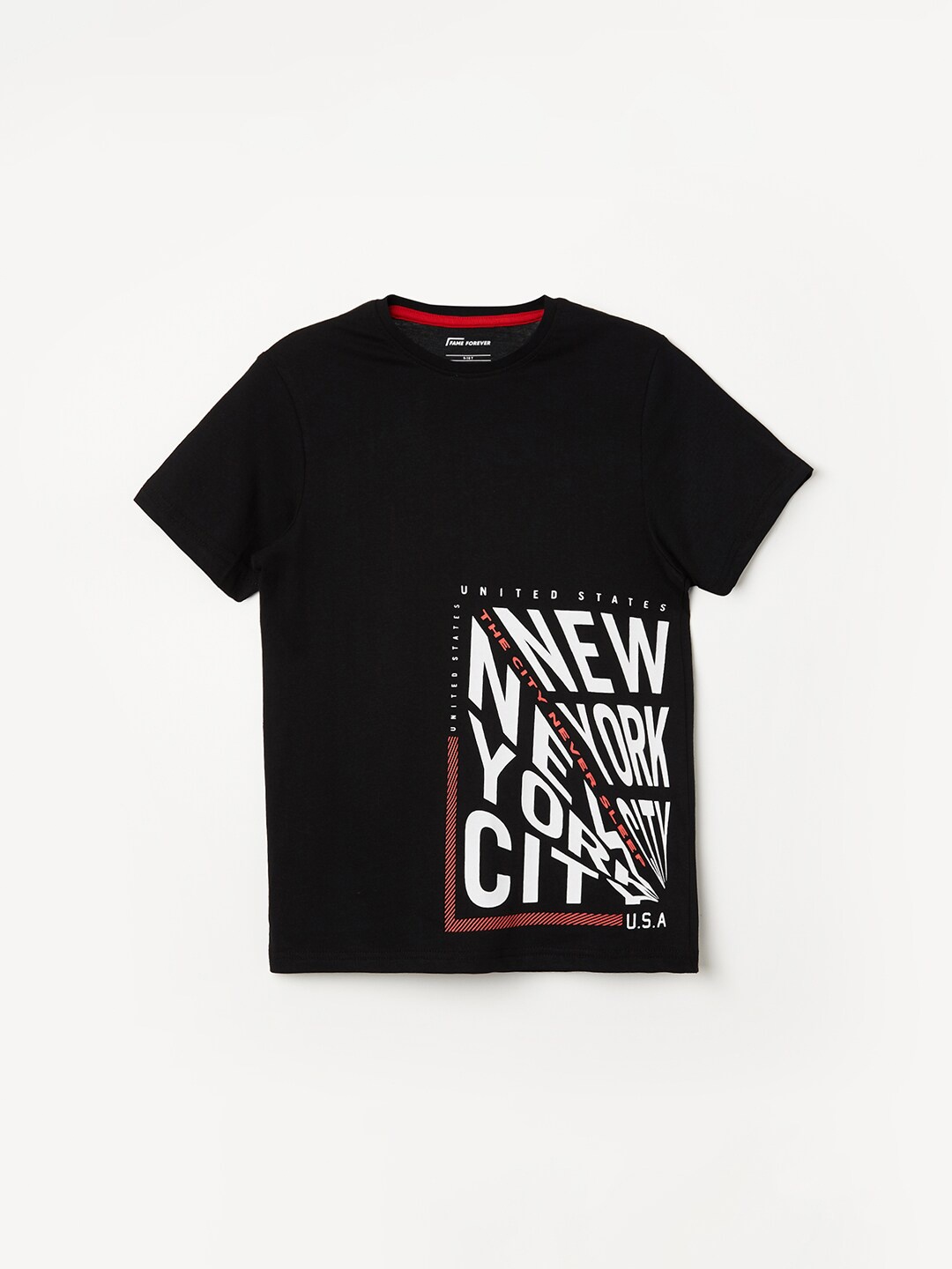

Fame Forever by Lifestyle Boys Typography Printed Pure Cotton T-shirt, Black