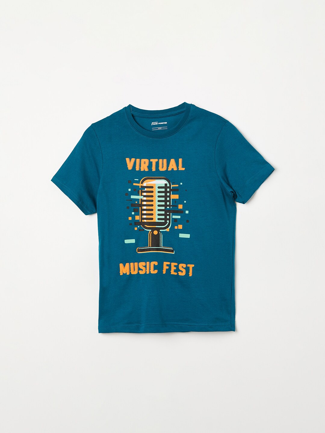 

Fame Forever by Lifestyle Boys Typography Printed Pure Cotton T-Shirt, Teal