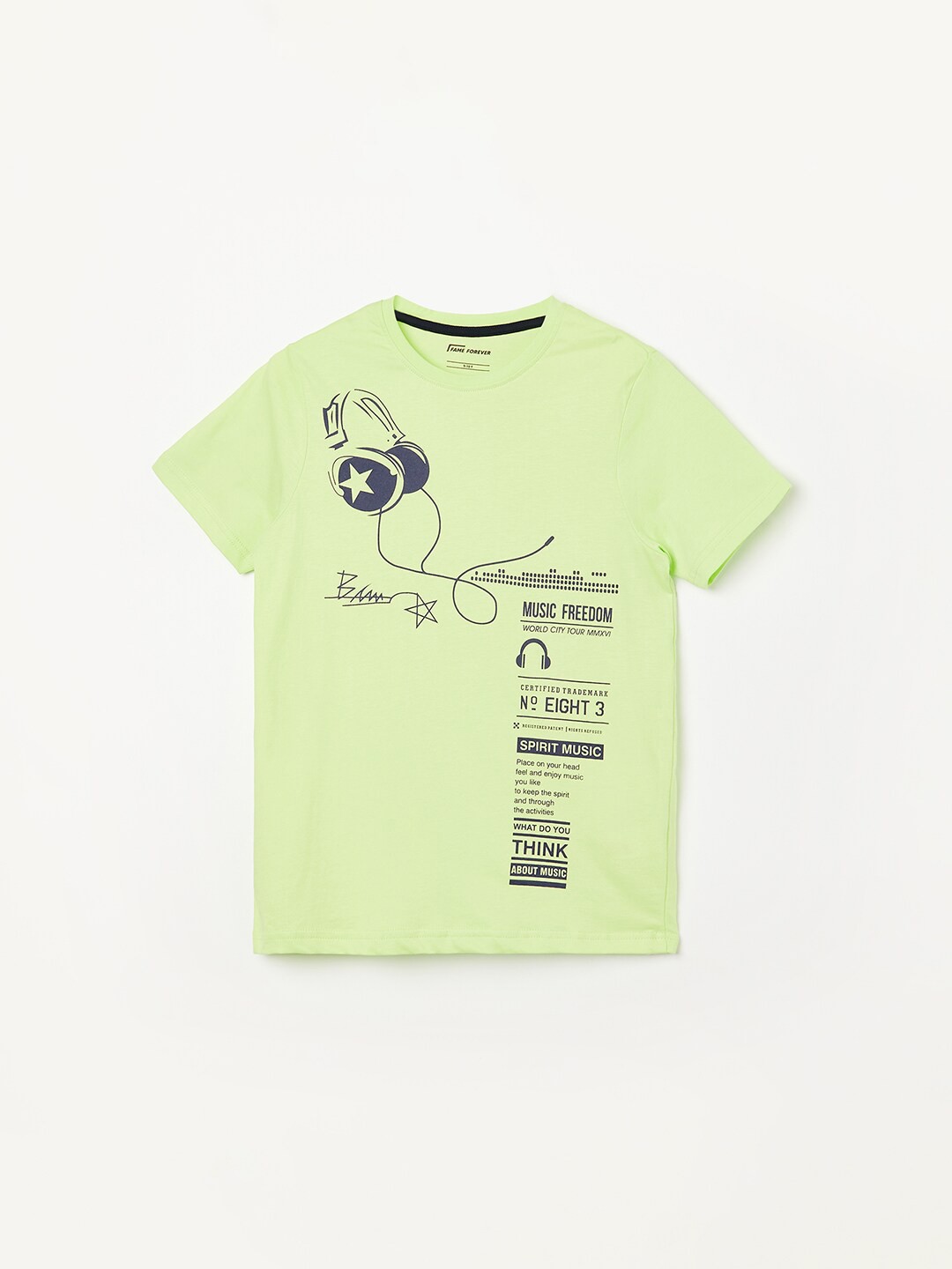 

Fame Forever by Lifestyle Boys Graphic Printed Cotton T-Shirt, Yellow
