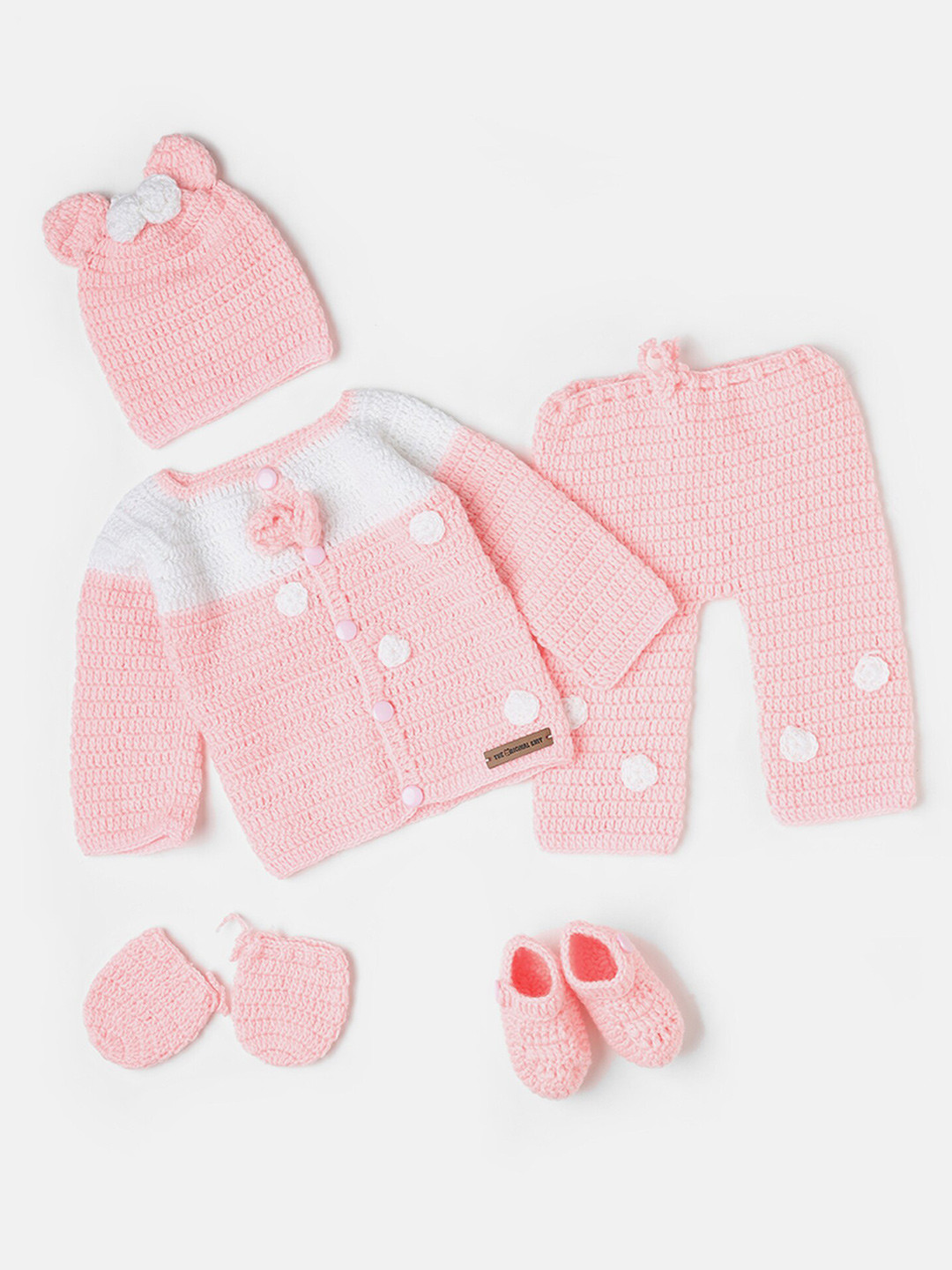 

The Original Knit Infant Kids Crochet Dungaree Set, Pink