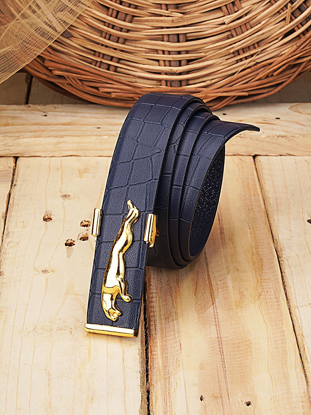 

WINSOME DEAL Men Textured Belt, Blue