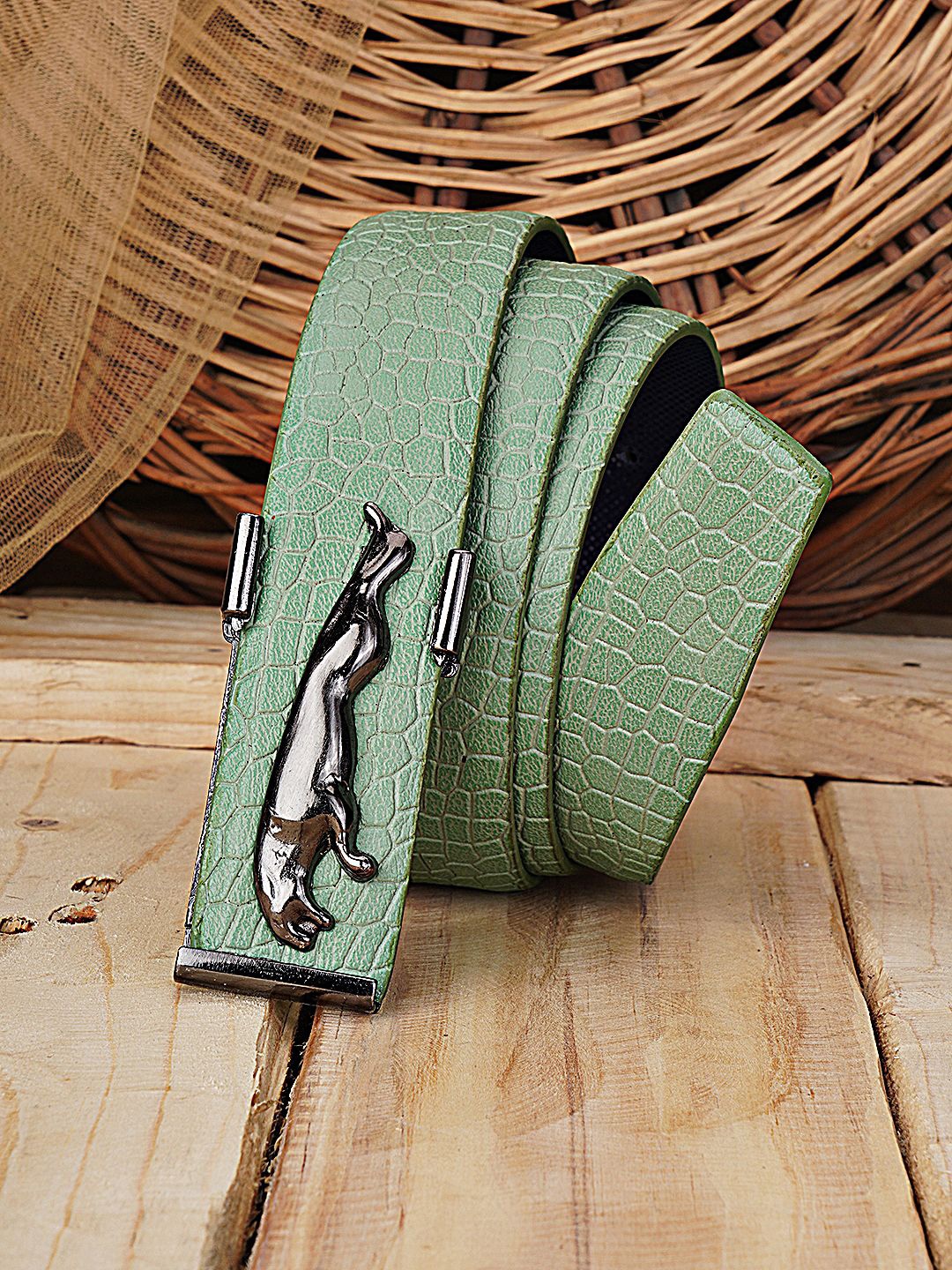 

WINSOME DEAL Men Textured Belt, Green