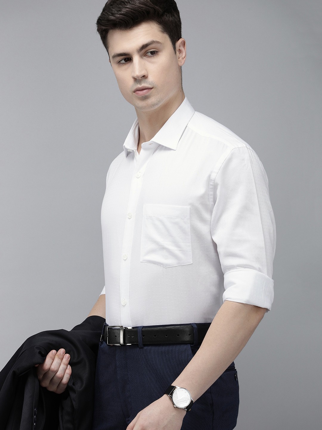 

Park Avenue Textured Pure Cotton Formal Shirt, White