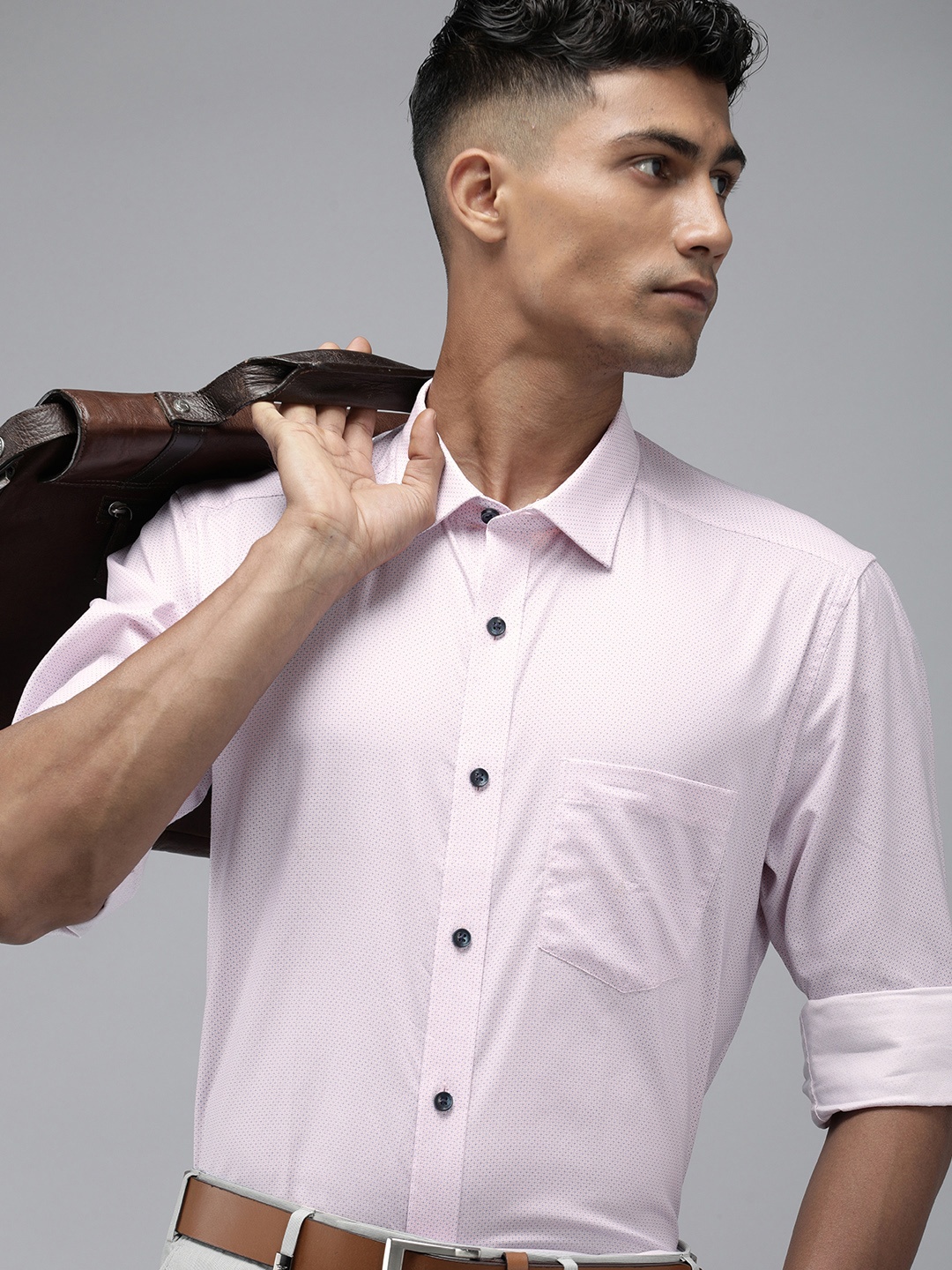 

Park Avenue Pure Cotton Micro-Ditsy Printed Formal Shirt, Pink