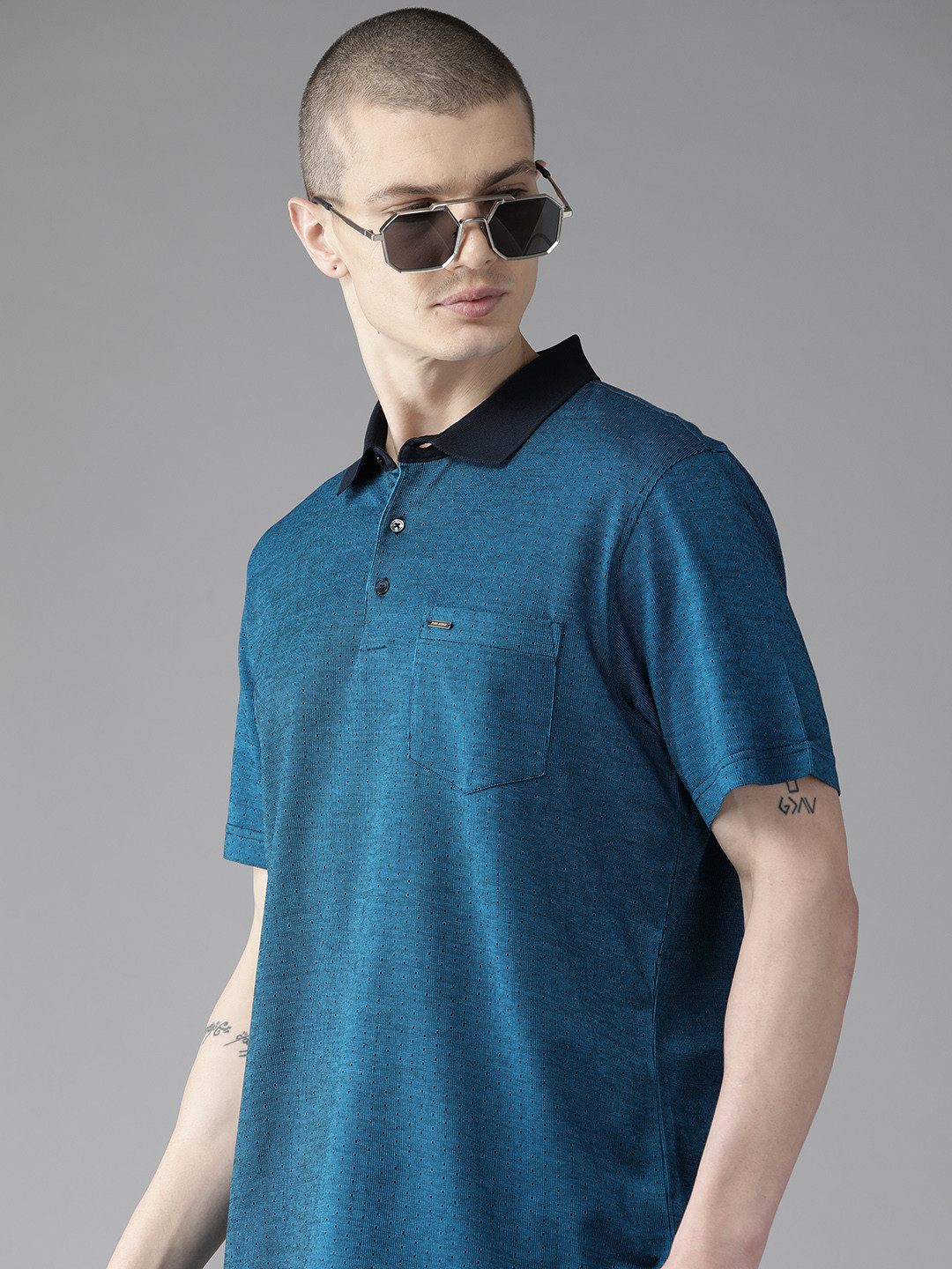 

Park Avenue Work Collection Polo Collar Pure Cotton Slim Fit T-shirt, Blue