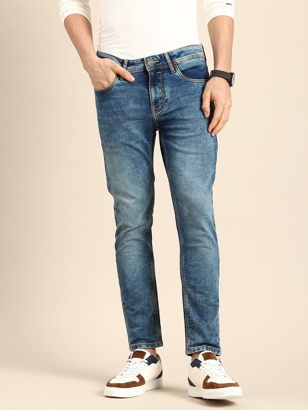 

Being Human Men Heavy Fade Stretchable Jeans, Blue