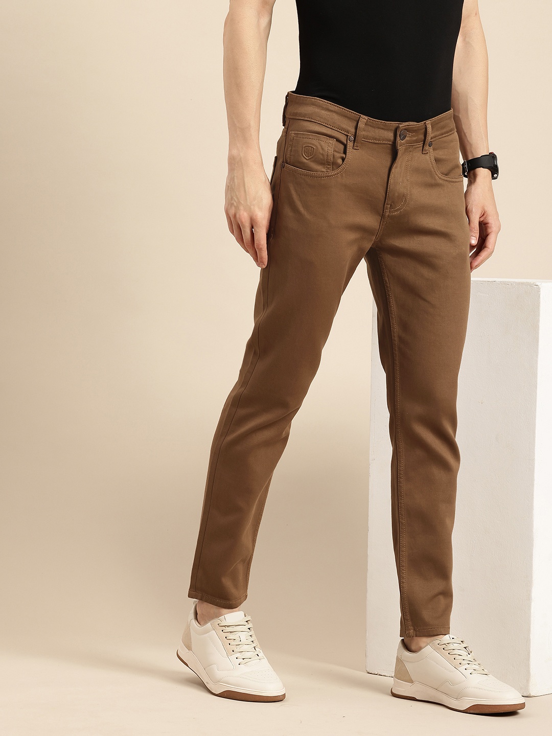 

Being Human Men Cropped Stretchable Jeans, Brown