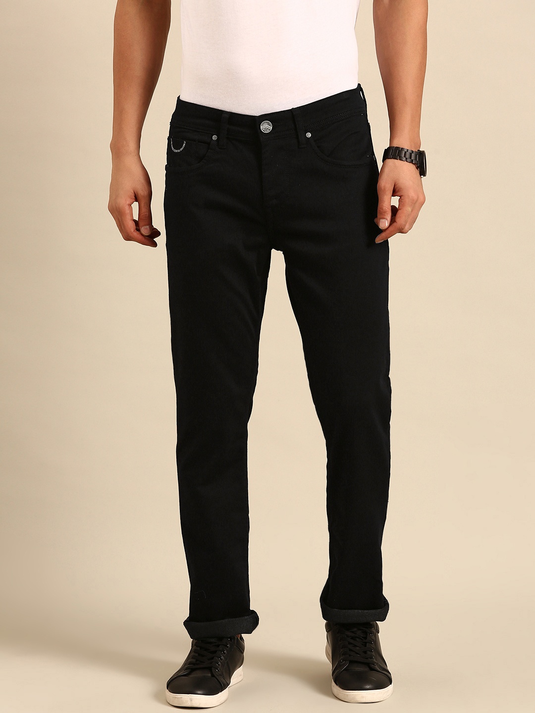 

Being Human Men Mid-Rise Straight Fit Stretchable Jeans, Black