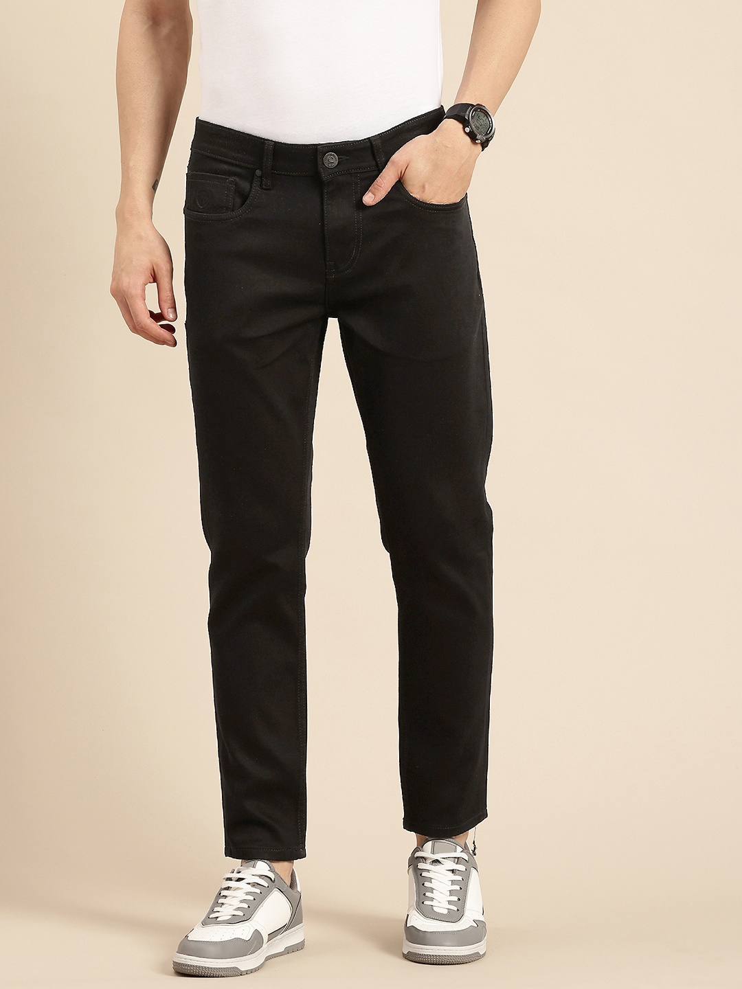 

Being Human Men Stretchable Cropped Jeans, Black