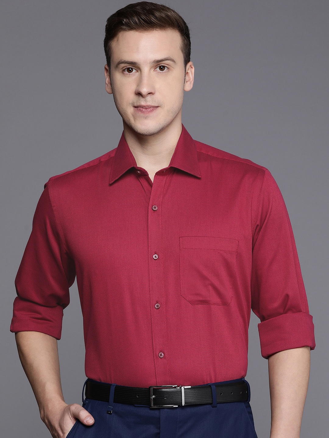 

Raymond Contemporary Fit Pure Cotton Formal Shirt, Red