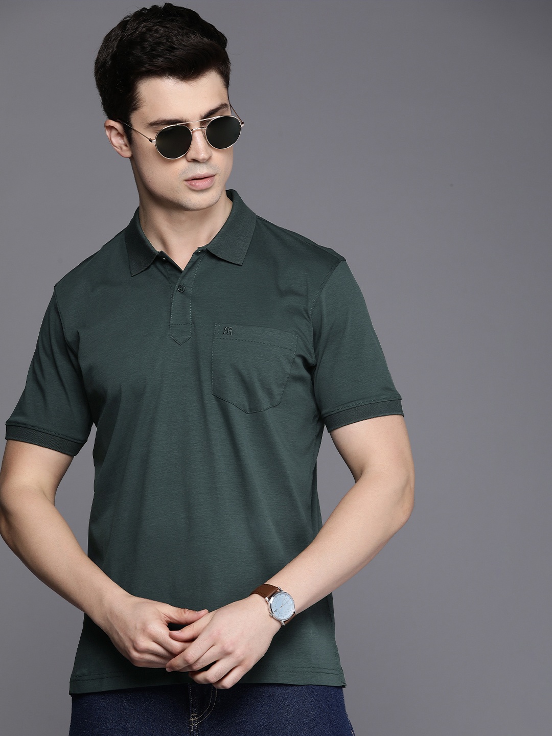 

Raymond Polo Collar Pure Cotton T-shirt, Green