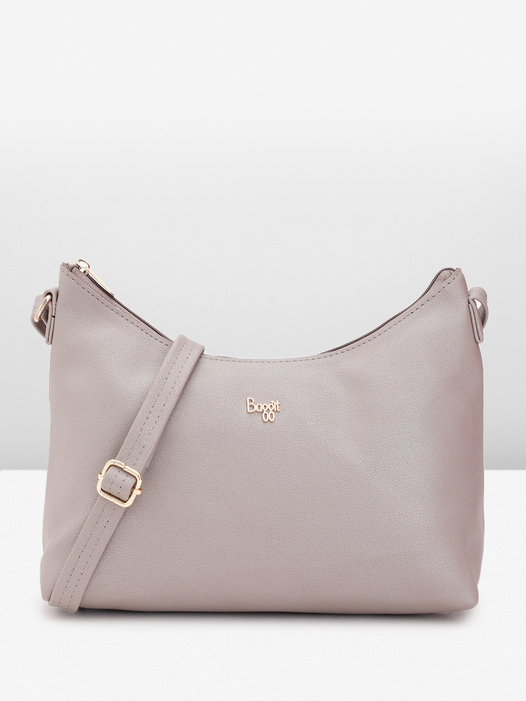 

Baggit Solid PU Structured Sling Bag, Grey