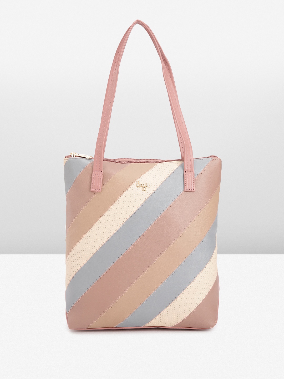 

Baggit Diagonal Striped Structured Shoulder Bag, Pink
