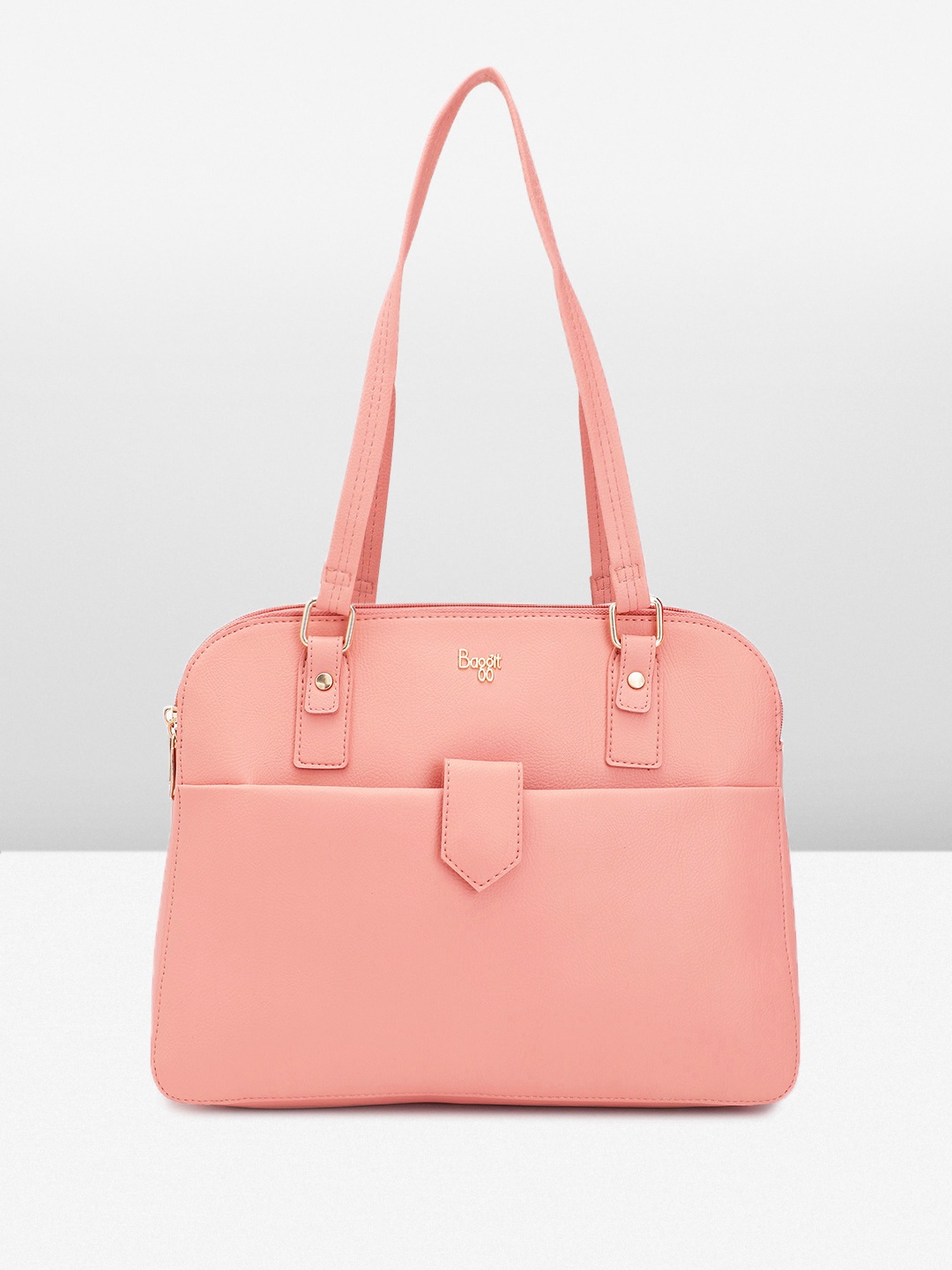 

Baggit Solid PU Structured Shoulder Bag, Peach