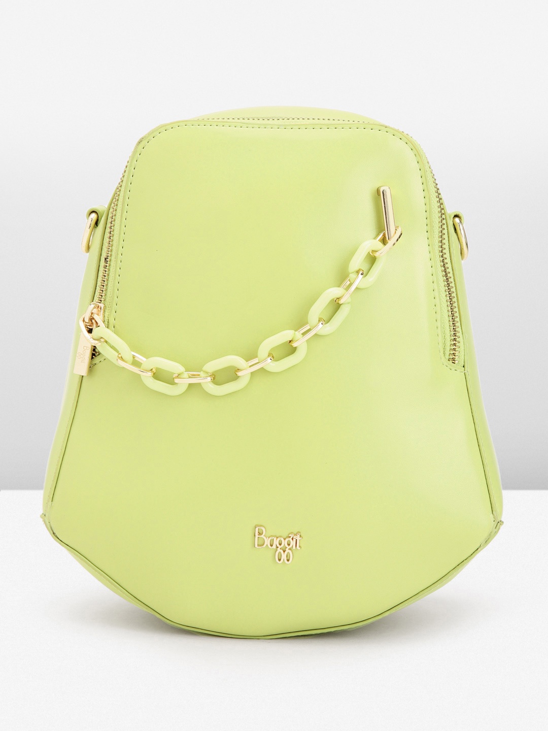 

Baggit Women Solid Chain Embellished Mini Backpack, Green