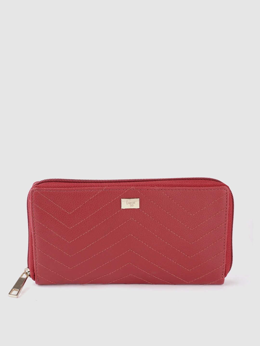 

Baggit Women Woven Design Zip Around Wallet, Red