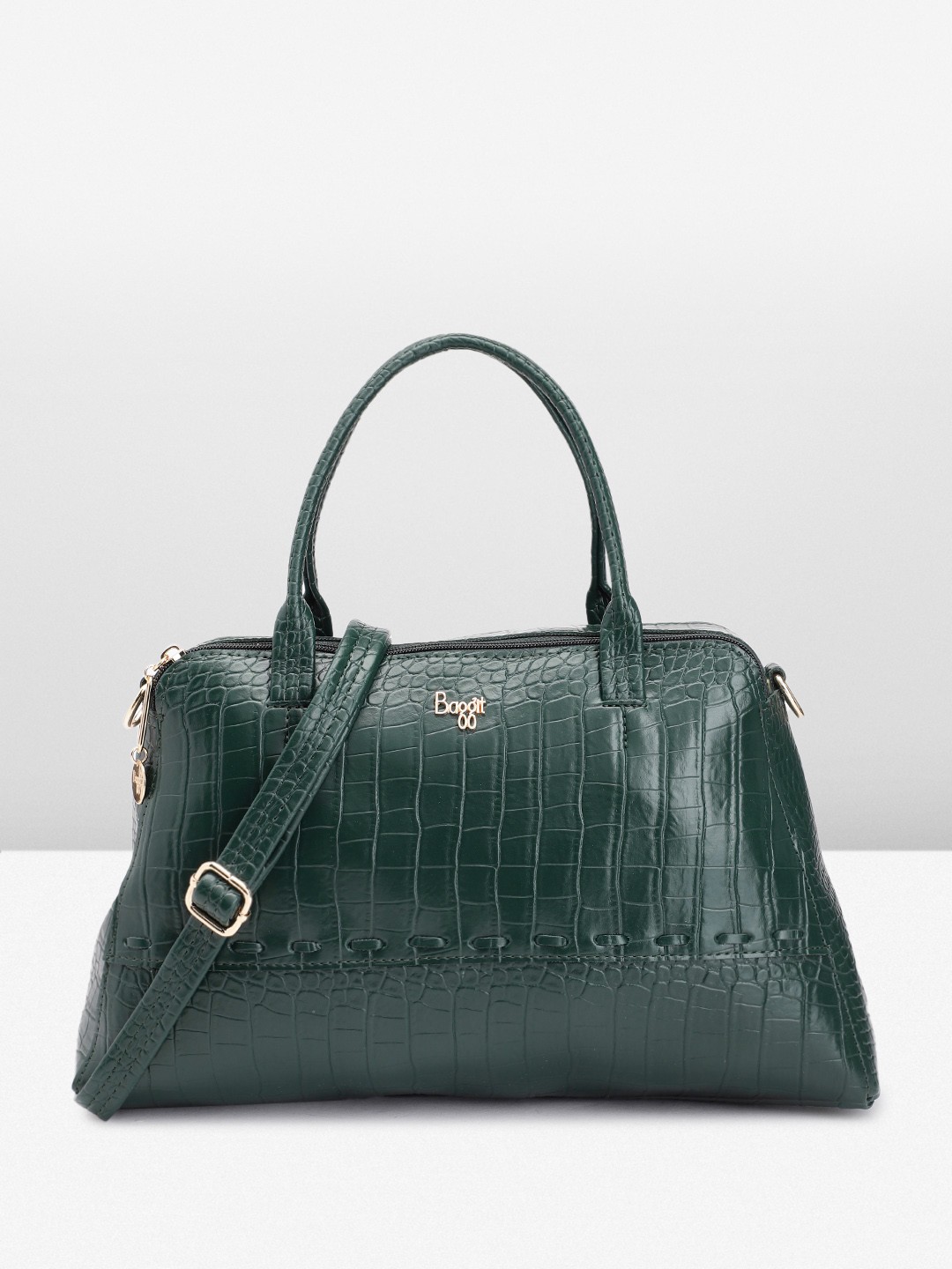 

Baggit Animal Textured Structured Handheld Bag, Green