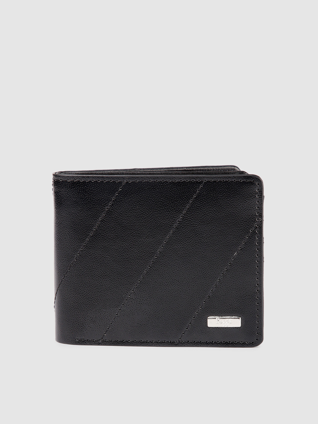 

Baggit Men Abstract Textured Two Fold Wallet, Black