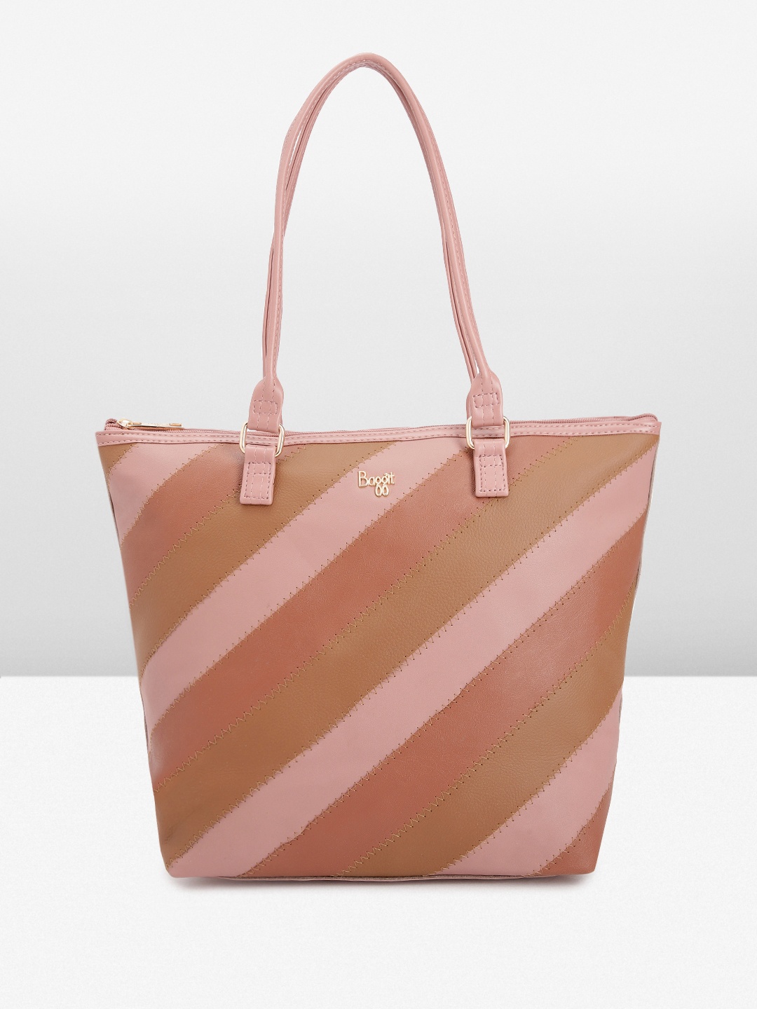 

Baggit Diagonal Striped Structured Shoulder Bag, Pink