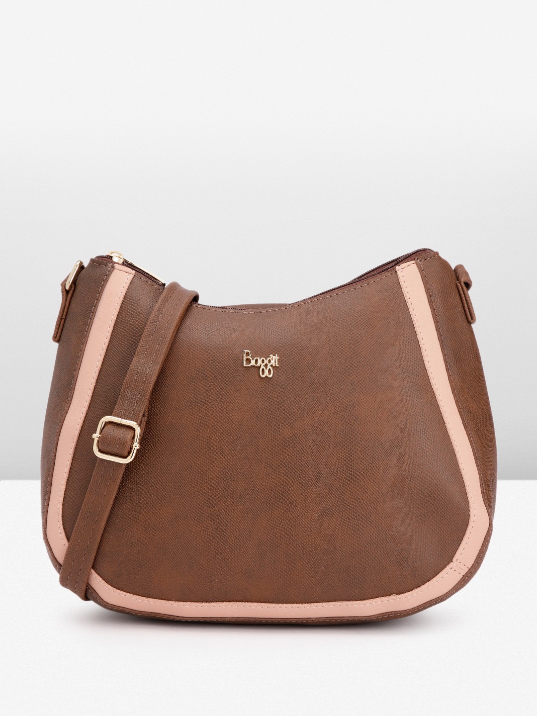 

Baggit Snake Textured Structured Sling Bag, Brown