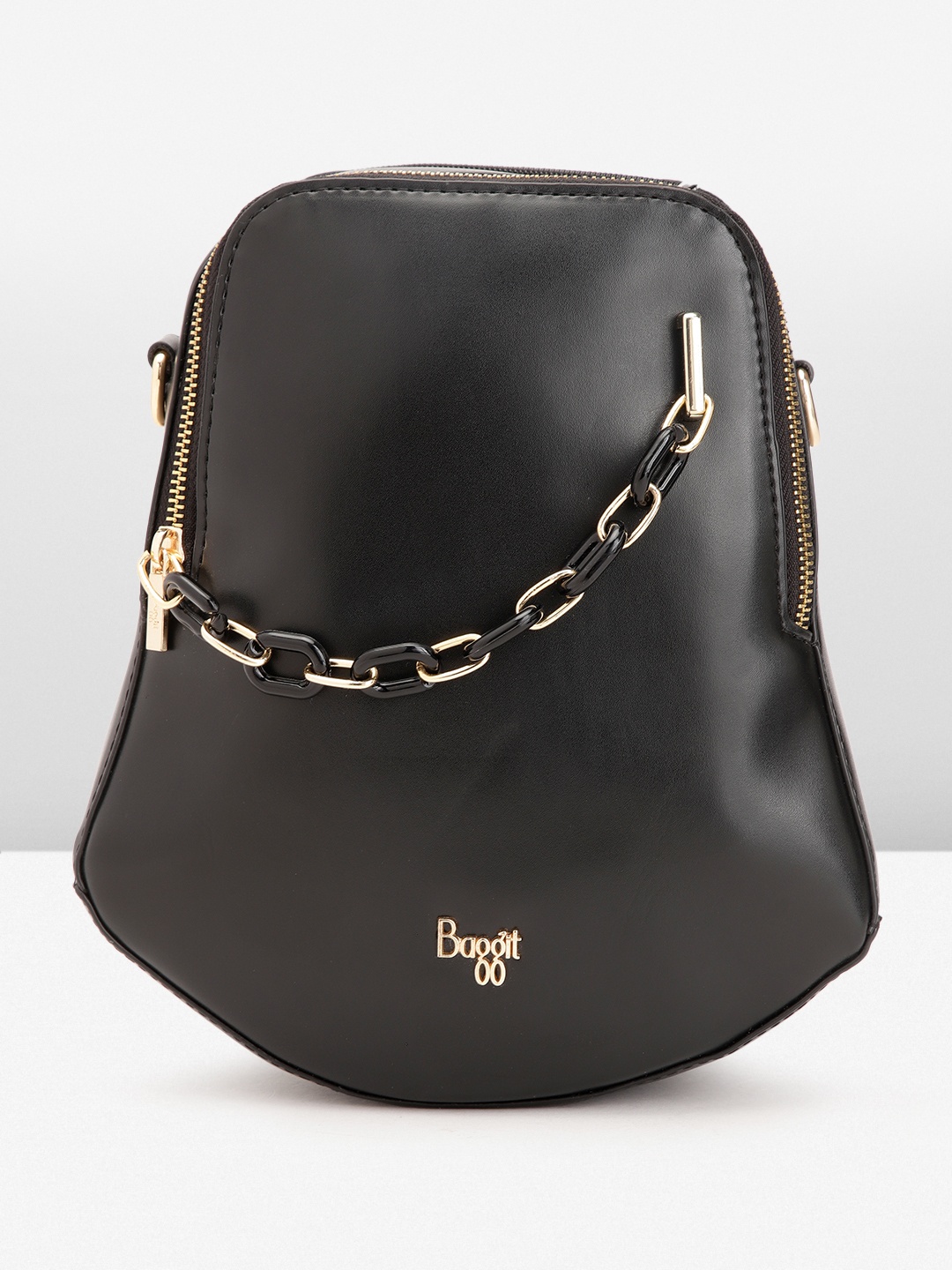 

Baggit Women Solid Chain Embellished Mini Backpack, Black