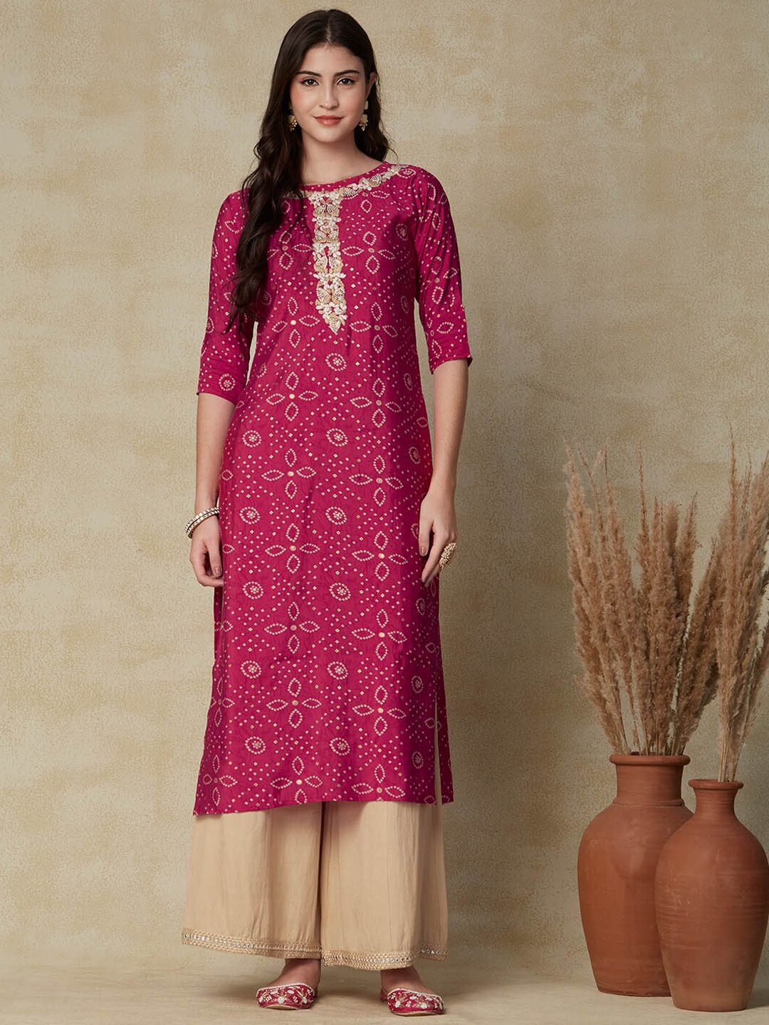 

FASHOR Magenta Ethnic Motifs Printed Kurta