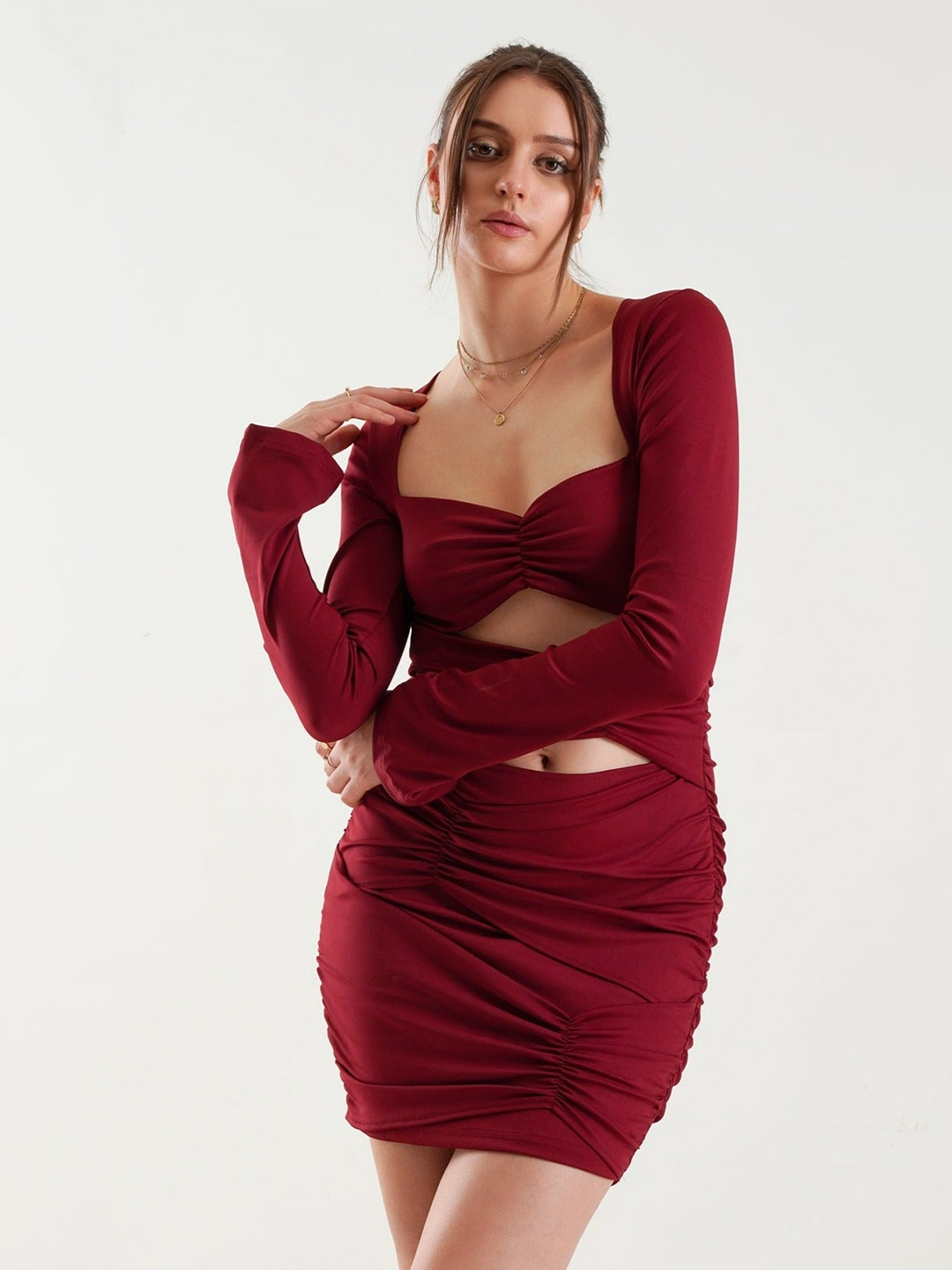 

Outcast Black Bodycon Mini Dress, Maroon