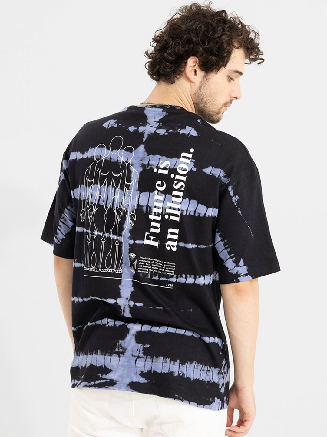

Snitch Abstract Printed Cotton T-Shirt, Black