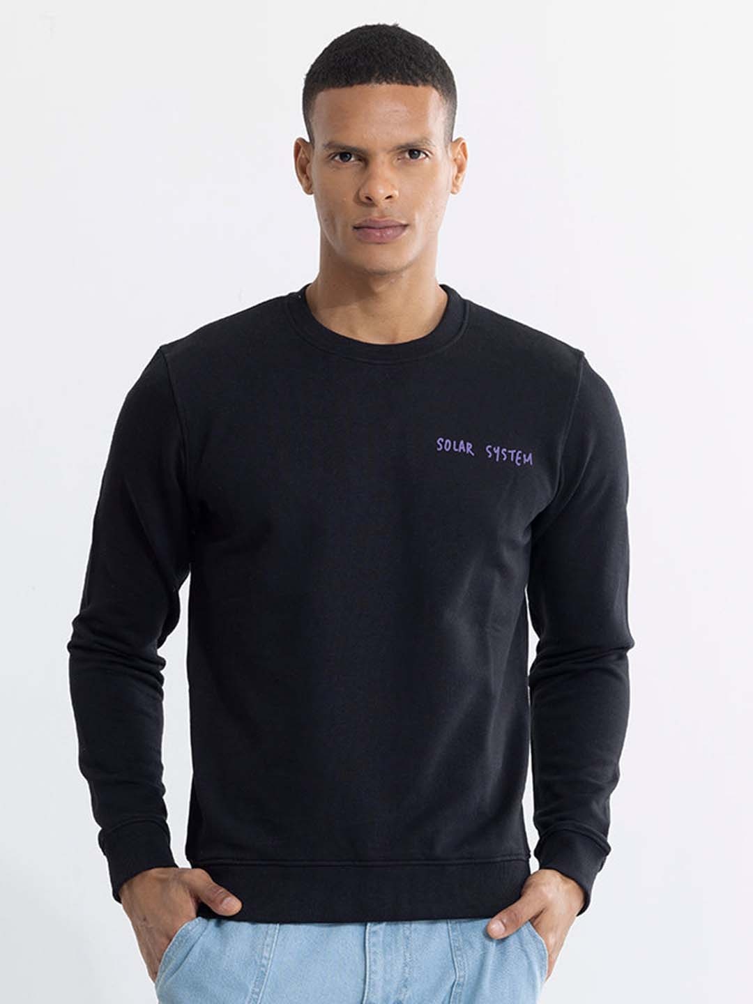 

Snitch Black Graphic Printed Cotton Sweatshirt