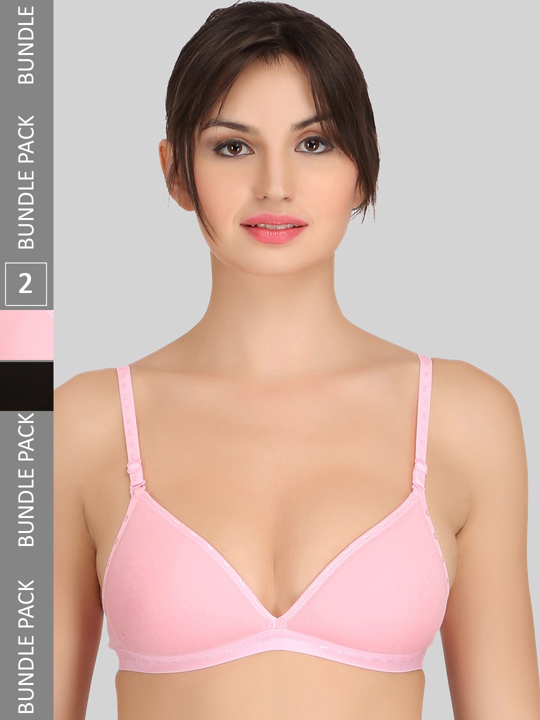 

SELFCARE Pack Of 2 Full Coverage Lightly Padded Rapid-Dry Everyday Bra All Day Comfort, Pink