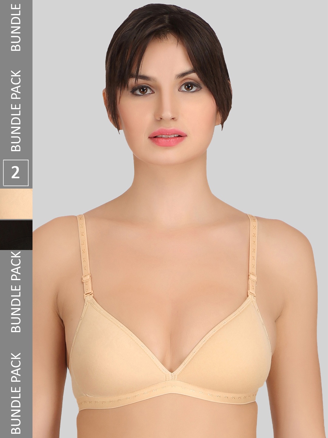 

SELFCARE Pack Of 2 Full Coverage Lightly Padded Rapid-Dry Cotton Bra-All Day Comfort, Beige