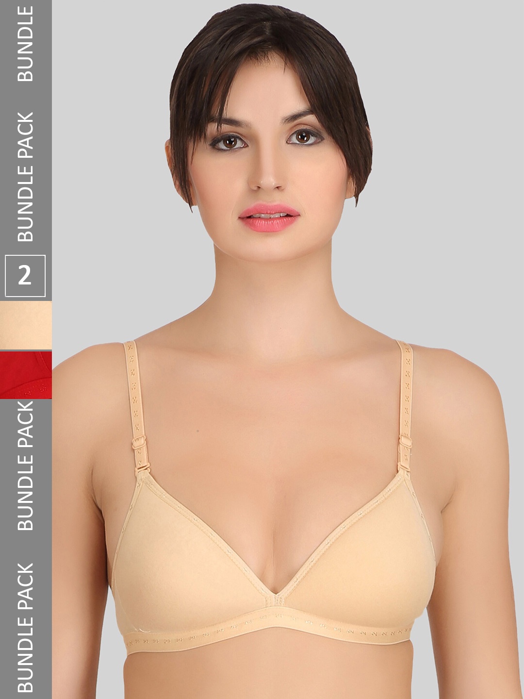 

SELFCARE Pack Of 2 Full Coverage Lightly Padded Rapid-Dry Everyday Bra All Day Comfort, Beige