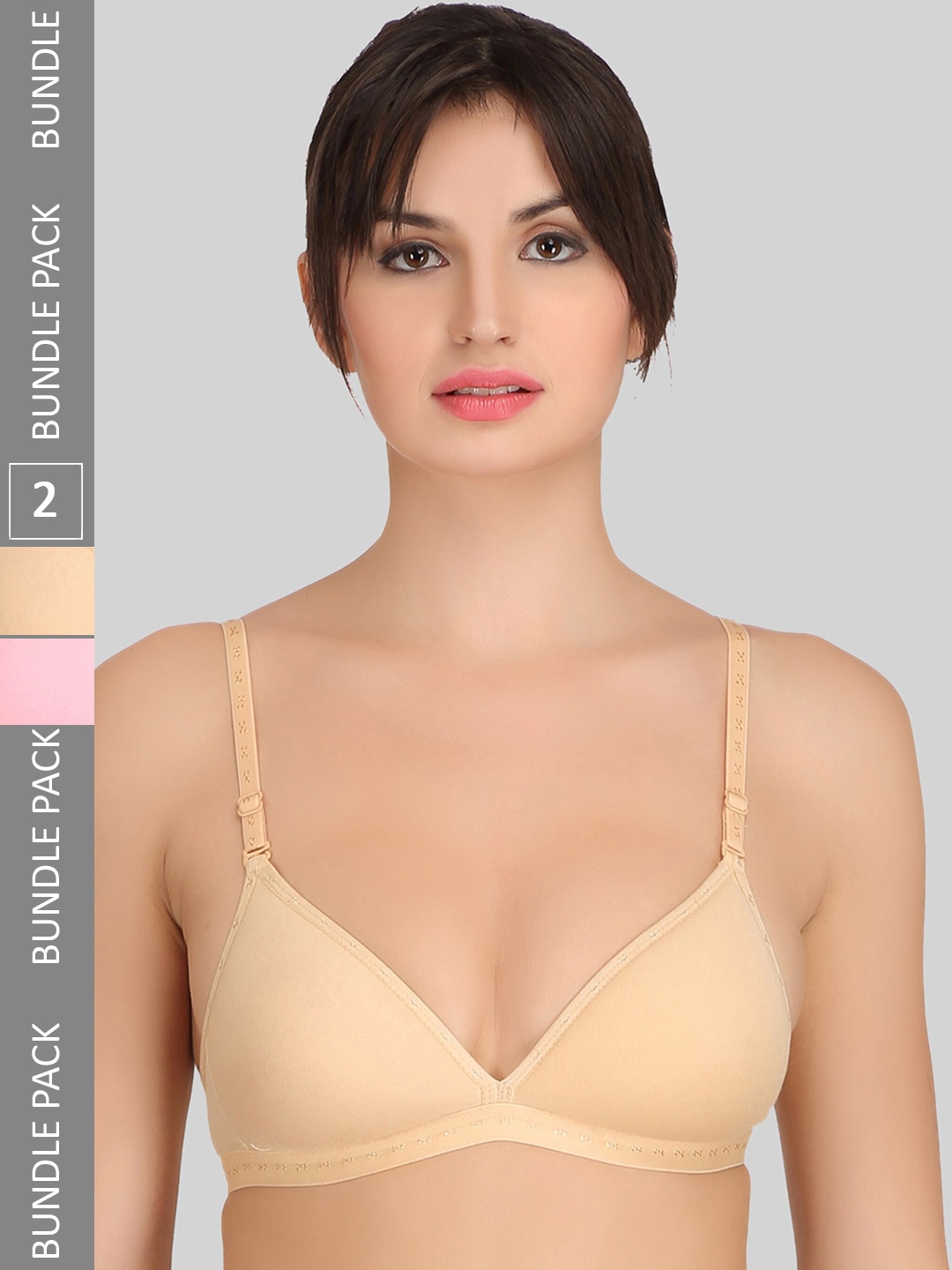 

SELFCARE Pack Of 2 Full Coverage Lightly Padded Rapid-Dry Everyday Bra All Day Comfort, Pink